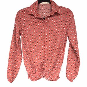 Liberty Love Rust Boho Blouse with Geometric Pattern